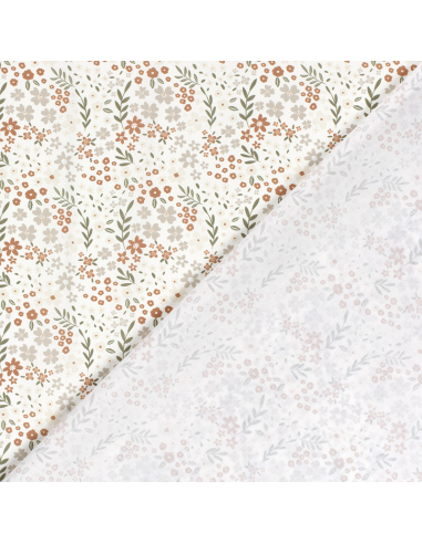 Bomullspoplin Beige Floral