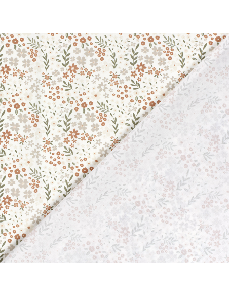 Bomullspoplin Beige Floral