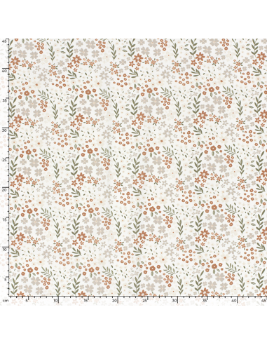 Bomullspoplin Beige Floral