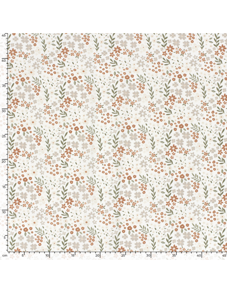 Bomullspoplin Beige Floral