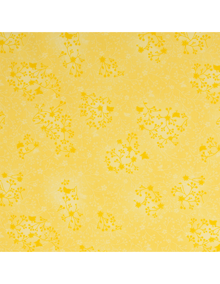 Bomullspoplin Batik Flwr Ljusgul