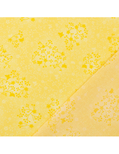 Bomullspoplin Batik Flwr Ljusgul