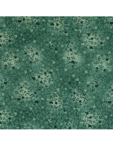 Bomullspoplin Batik Flwr Grön