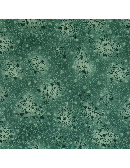 Bomullspoplin Batik Flwr Grön