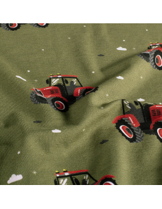 Bomullsjersey Röd Traktor 2