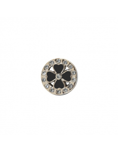Knapp Strass Fyrklöver 18mm Svart