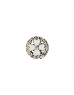 Knapp Strass Fyrklöver 18mm Vit