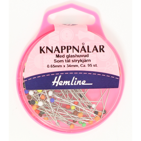 Hemline Knappnålar Med Glashuvud