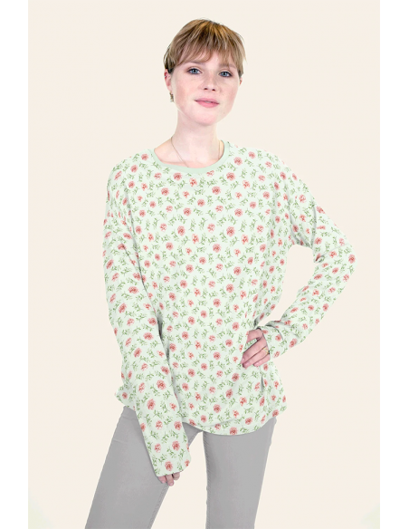 GOTS Bomullsjersey Printed Roses