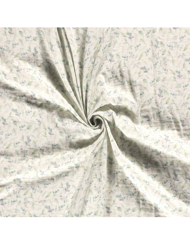 GOTS Bomull Lilac Leafs