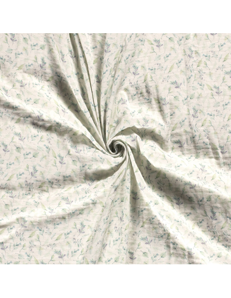 GOTS Bomull Lilac Leafs