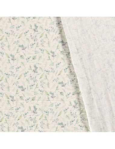 GOTS Bomull Lilac Leafs