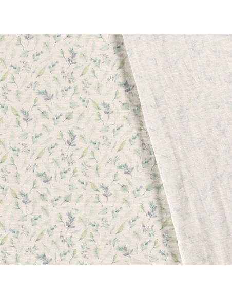 GOTS Bomull Lilac Leafs