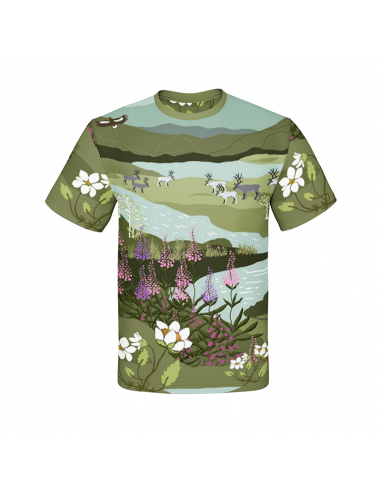 Bomullsjersey Fjällvandring Grön/Turkos