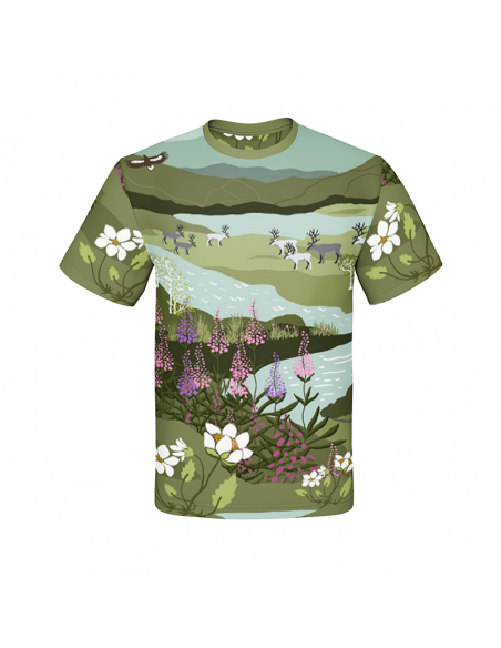 Bomullsjersey Fjällvandring Grön/Turkos