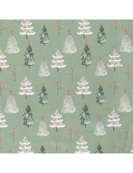 French Terry Festive Forrest Mint