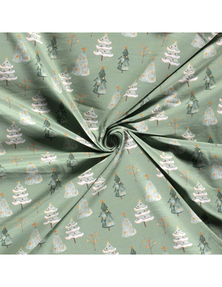 French Terry Festive Forrest Mint