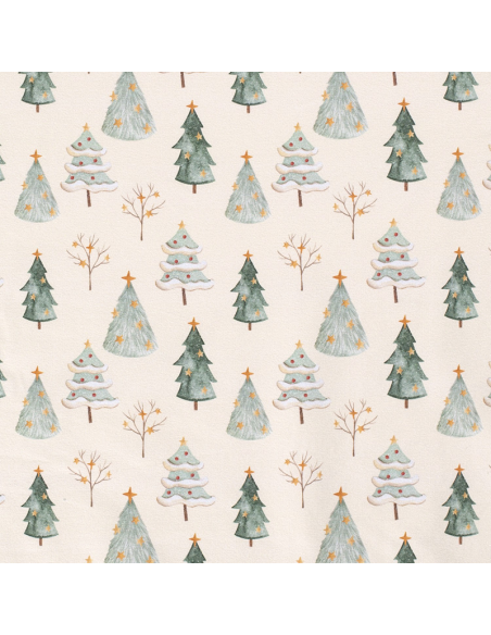 French Terry Festive Forrest Offwhite