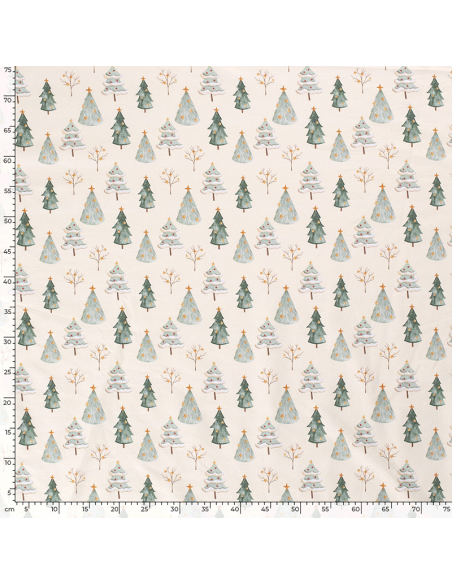 French Terry Festive Forrest Offwhite