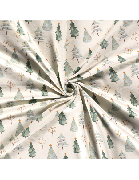French Terry Festive Forrest Offwhite