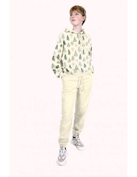 French Terry Festive Forrest Offwhite