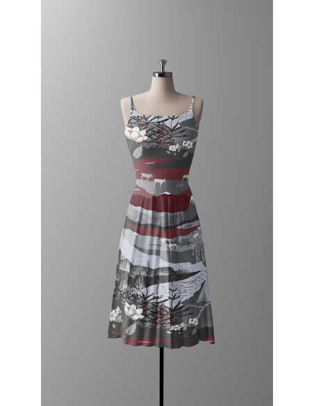 Bomullsjersey Fjällvandring Grå/Vinröd