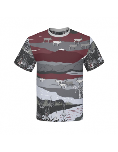 Bomullsjersey Fjällvandring Grå/Vinröd