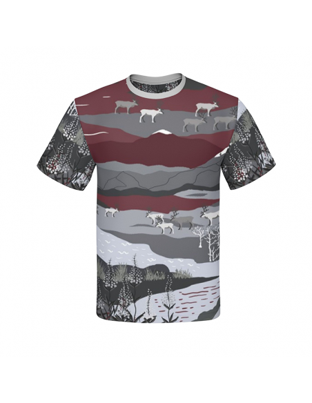 Bomullsjersey Fjällvandring Grå/Vinröd