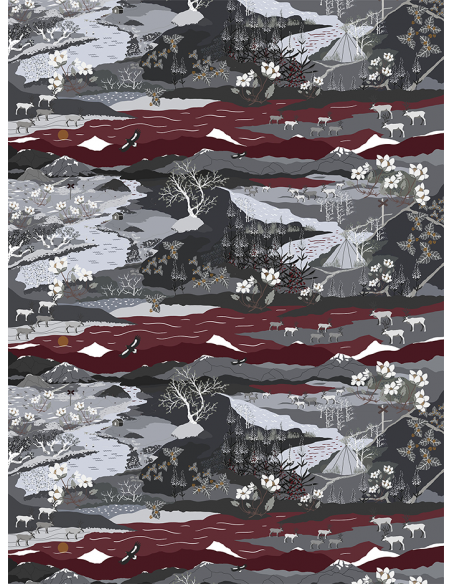 Gardintyg Fjällvandring Grå/Vinröd