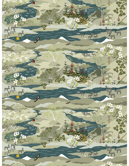 Gardintyg Fjällvandring Petrol/Beige