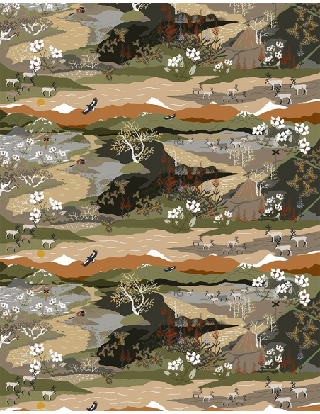 Gardintyg Fjällvandring Grön/Beige