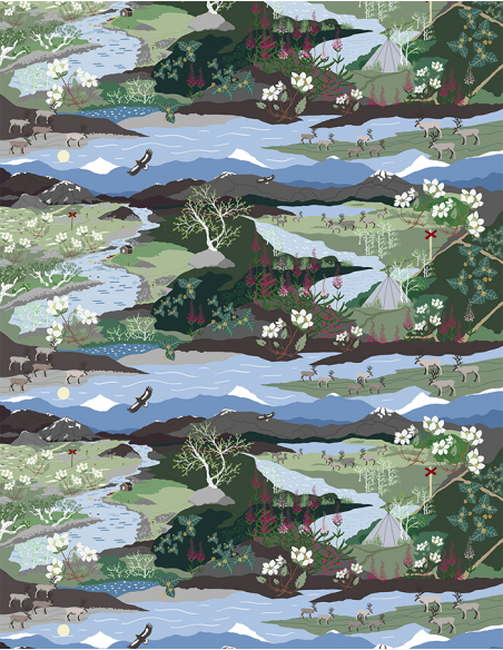 Gardintyg Fjällvandring Grön/Blå