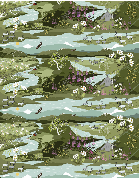 Gardintyg Fjällvandring Grön/Turkos