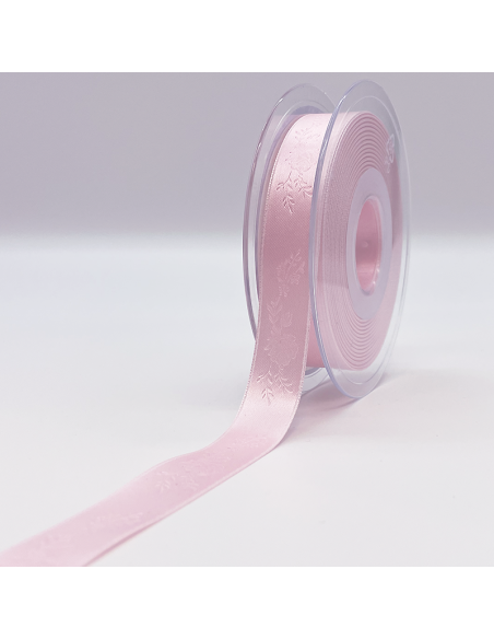 Mönstrat Satinband 16mm Rosa