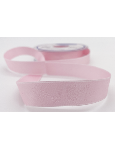 Mönstrat Satinband 16mm Rosa 2