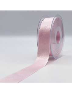 Mönstrat Satinband 25mm Rosa