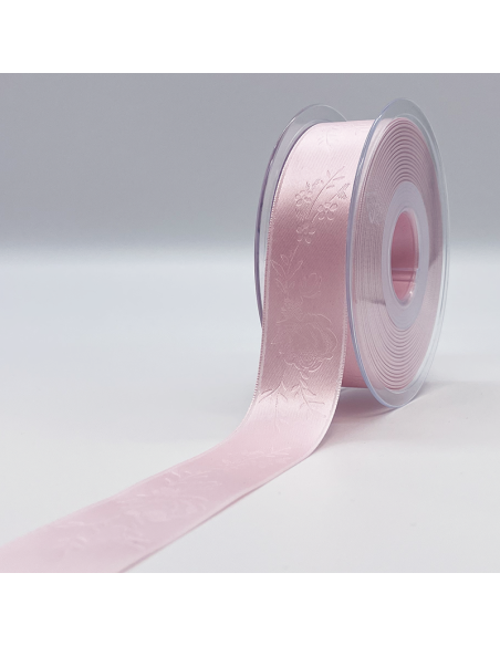Mönstrat Satinband 25mm Rosa