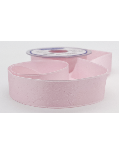 Mönstrat Satinband 25mm Rosa