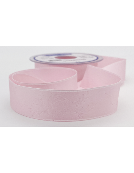 Mönstrat Satinband 25mm Rosa