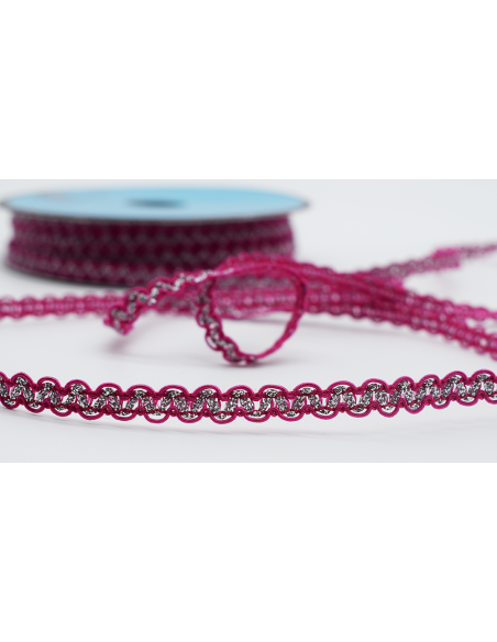 Dekorband ZigZag Glitter Rosa/Silver