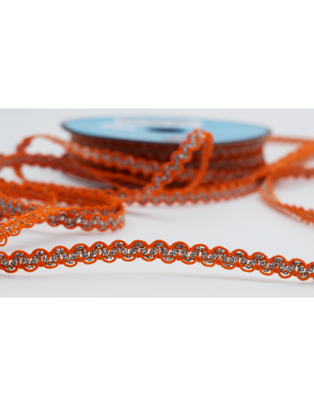 Dekorband ZigZag Glitter Orange/Silver